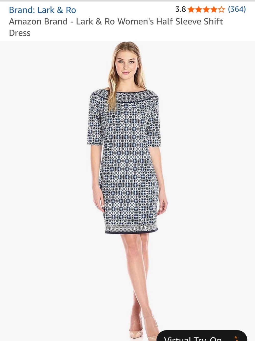 Lark & Ro Navy and White Geometric Midi Dress